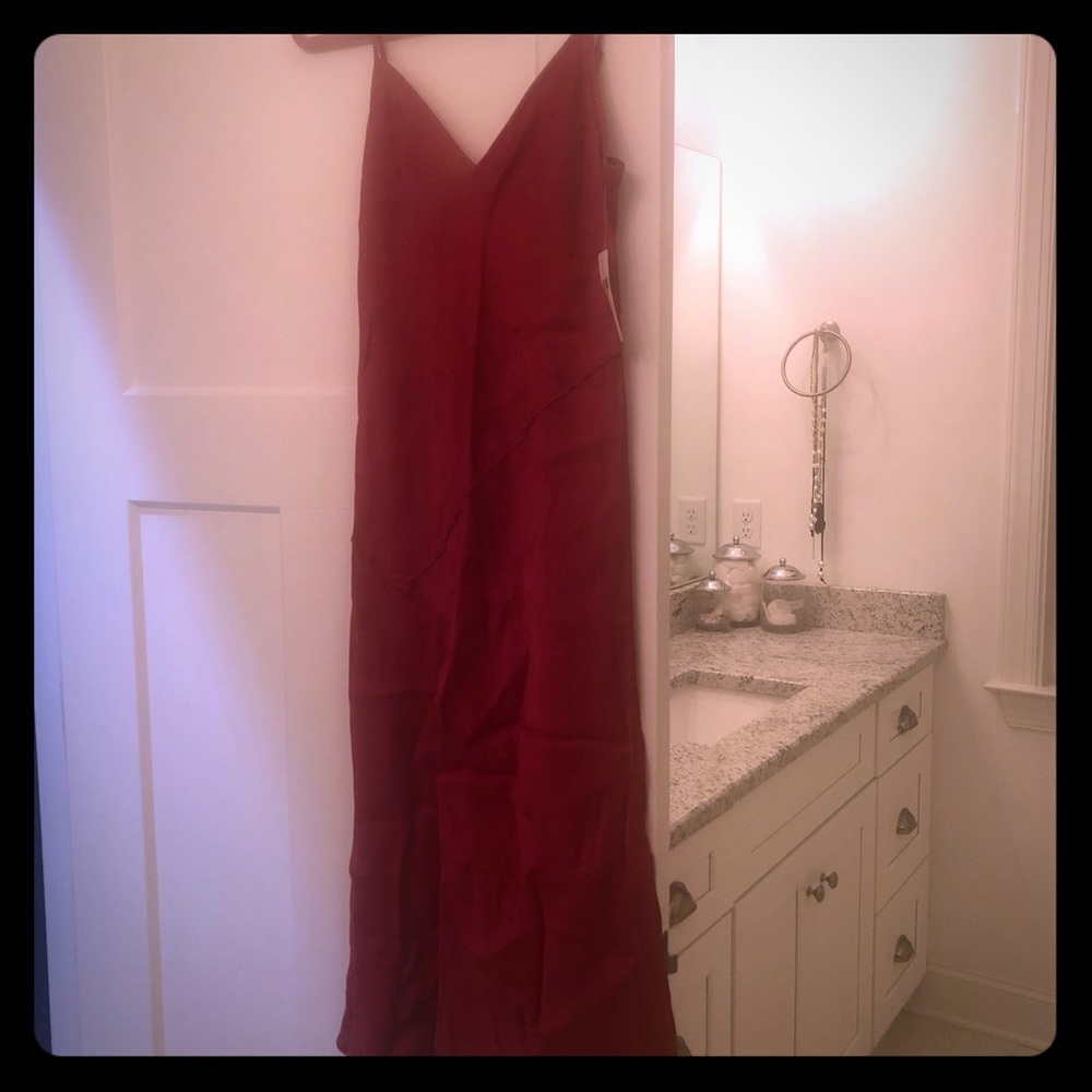 Anthropologie satin cranberry slip dress